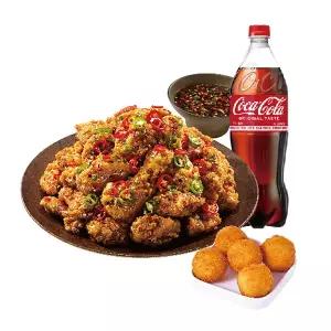 (노랑통닭) (순살/뼈)칼칼한청양치킨+오리지널치즈볼+콜라1.25L