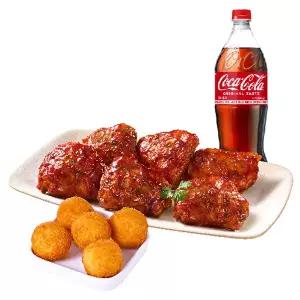 (노랑통닭) (6PCS)싸이 바비큐+치즈볼(오)+콜라1.25L