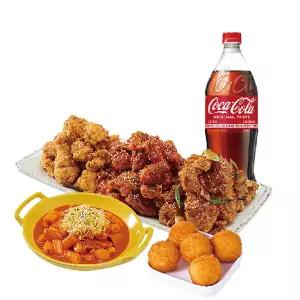 (노랑통닭) (순살/뼈)노랑3종+떡볶이+오리지널치즈볼+콜라1.25L