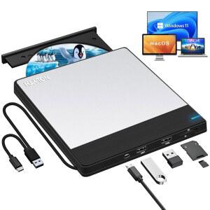 노트북용 NOLYTH 외장 CD 드라이브 MAC PC WINDOWS 11용 USB USB DVD 플레이어 버너 리더 SD TF 포트 휴대용 RW 옵티컬 드라이브