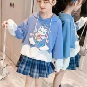 세트 초등학생 상하복 아기티셔츠 아기옷 체크치마 후드티 주니어