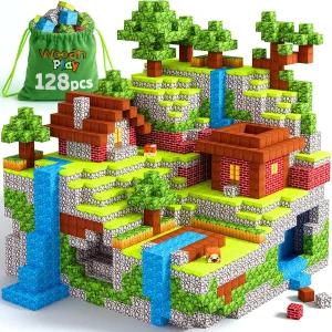 마그네틱 블록 큐브 128PCS - 3-5세 및 5-7세 8-12세 를 위한 STEM 빌딩 타일 피젯 몬테소리 키트 건설용