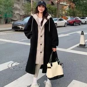 레이어드 뽀글이롱자켓 페이크 여성자켓 후드 여성 뽀글이 양털자켓 자켓