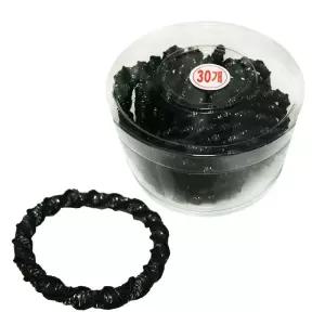 리에스 꽈배기 반짝검정고무줄 30P 코사지통 머리끈 헤어밴드 헤어고무줄