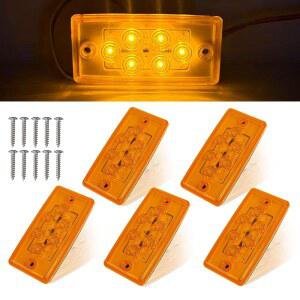 5pcs 직사각형 6 LED 앰버 루프 상단 클리어런스 마커가 화물선 / 볼보 대형 트럭 및 트레일러와 호환되는 트럭용 캡 라이트를 밝힙니다