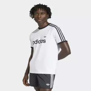 adidas 3-스트라이프 슬림 링거 티셔츠 - 화이트 KF0418