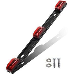 파탐 레드 클리어런스 ID 바 마커 라이트 3 9 LED 트레일러 밀폐 스테인리스 스틸, [DOT 승인] 밀폐된 트럭 및 식별 스트립 / 블랙 베이스