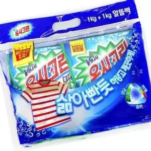 표백 옥시크린 살림템 의류관리 세탁표백제 분말형 옷삶기 2개입 1kg 흰옷빨래 옷얼룩제거 분말표백제