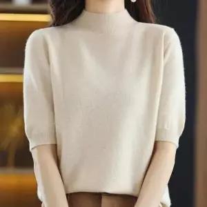 폴라 니트티 니트 티 부드러운 봄 로미홀리 여성 겨울 반목 반팔 반폴라