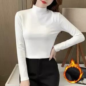 친절한탄씨 여성목폴라티 슬림핏 기모 티셔츠 베이직 6컬러 여자목폴라티 여성목폴라티 가을목폴라티