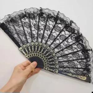 선물 휴대용 레이스부채 접이식 댄스 동호회 촬영