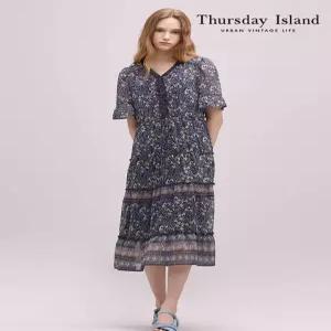 [Thursday Island] 플라워 보더 믹스 프릴 원피스(T244MOP238W)