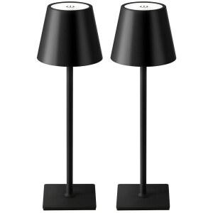 KDG 2팩 무선 테이블 램프 휴대용 LED 데스크 5000MAH 배터리 작동 3가지 색상의 스텝리스 디밍 업 레스토랑 침실 야외 캠핑 커피숍 야간 조명 충전식(블랙)