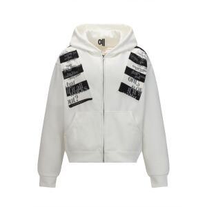 EAMT 남성 레터링 패치 자수 후드 가을 커플 카디건 YJ