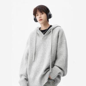 남성 후드 카디건 점퍼 가을 꽃 그레이 커플 니트 상의