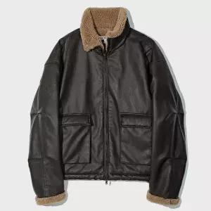 파르티멘토 Leather Boa Fleece Mouton Jacket Brown