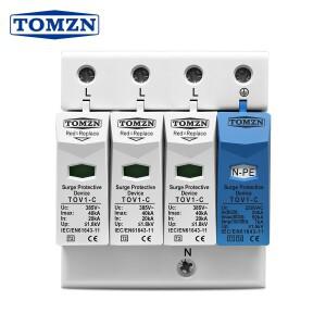 TOMZN 3상 서지 보호기 AC SPD 3PNPE 20kA T2 275V385V 255V 저전압 어레스터 장치 TN-STN-C-S