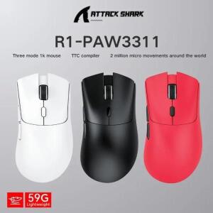 어택 샤크 R1 블루투스 마우스 - 인플루언서들이 리뷰한 바이럴 브랜드 직판 , 게이밍용 1K Hz PAW3311 센