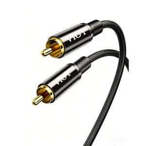VIOY 동축 디지털 오디오 케이블 (3.3피트 / 1M)-[금도금 및 브레이드]-서브우퍼 RCA 남-남 HIFI 5.1 SPDIF 스테레오 케이블 HDTV 앰프 스피커 사운드바 블랙 U2026