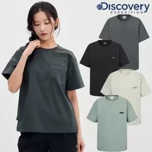 [디스커버리](본점)여성 프레시벤트 우븐 가슴포켓 냉감 반팔티셔츠(DWRS82053)