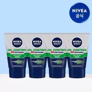 니베아 맨 오일 컨트롤 훼이스 워시 폼 100g 4개