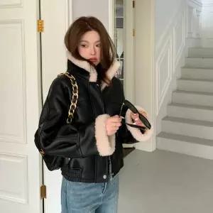 양털 시어링 퍼 뽀글이 숏 탕 점퍼 라이더