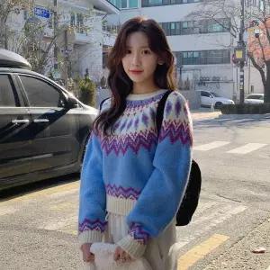 울함유보들폭닥 세미 크롭 폭닥 나그랑 노르딕 니트 데일리룩데이트룩캐주얼룩출근룩나들이룩겨울니트 nt4858