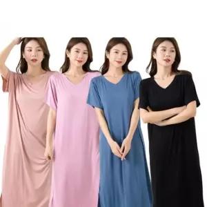 더모아상회 홈웨어 잠옷 모달95V컷 롱 원피스 파자마 원피스잠옷