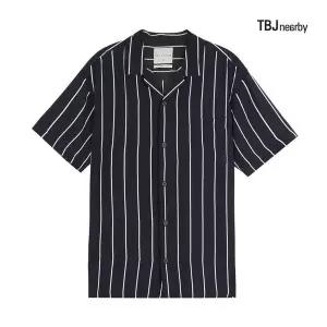 TBJ 남성 5부 폴리 루즈핏 스트라이프 셔츠 T202SH330P