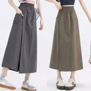 초중고 핫바지 교복바지여성 랩스커트팬츠 버뮤다 고무줄 바스락 와이드 밴딩 팬츠 바지