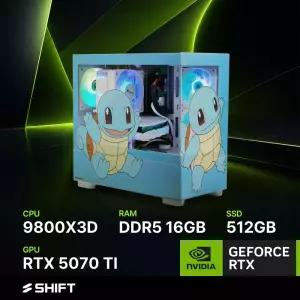 주연테크 시프트 PKK98X57T 포켓몬스터 꼬부기 AMD 라이젠7 9800X3D RTX 5070 TI 게이밍 컴퓨터