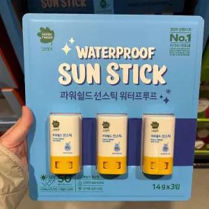 유한킴벌리 그린핑거 파워쉴드 선스틱 14g x 3개입 선크림 프로텍터 데일리 워터프루프 코스트코