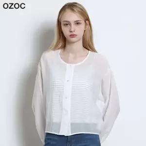 [오조크(OZOC)] 라운드넥 시스루 블라우스 나시세트 (택가격 128000원)