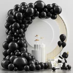 NISOCY 블랙 풍선 102PCS 18In 라텍스 아치 갈랜드 키트 2026년 새해 할로윈 약혼 졸업식 생일 파티 테마