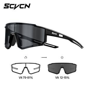 SCVCN 야외 변색 보호 사이클링 선글라스 MTB 자전거 안경 남여공용 스포츠 UV400 방풍 고글