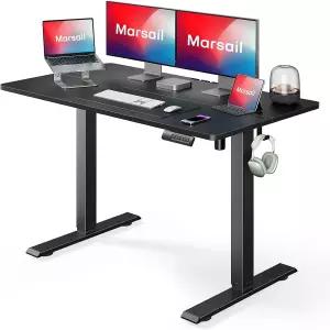 Marsail 전체 테이블 상판 48인치 x 24인치 일체형 스탠드형 책상 높이 조절이 가능한 및 홈 오피스용