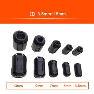 10피스 5mm 8mm10mm 13mm 내부 보어 EMI 필터 페라이트 비드 클립 케이블 와이어 잡음 제거 링 검정/회색