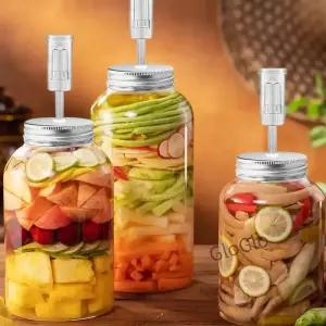 발효 용기 키트 유리 무게 공기 밸브가 된 4팩 발효기 압착기 피클용 실리콘 씰