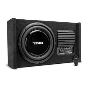 DS18 EN-DF10A 10인치 증폭 얇고 얕은 다운 파이어링 서브우퍼 인클로저 500와트 - 자동차 및 트럭용 파워 박스 컴팩트 밀폐 설계