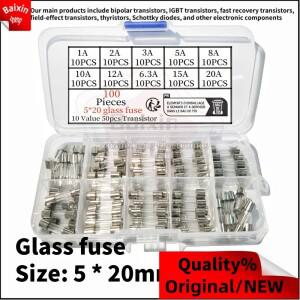 100pcs 5x20mm 고속 블로우 유리관 퓨즈 모듬 키트 앰프 0.2A 1A 2A 3A 5A 8A 250V 보관함 정리함 포함