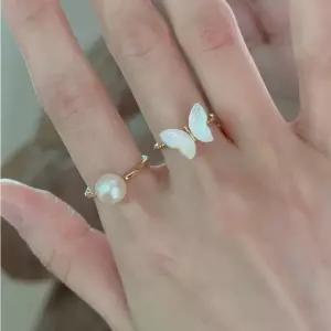 진주 반지 프리사이즈 골드 패션 써지컬 free 써지컬스틸 버터플라이 나비반지 진주반지 원