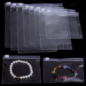 과일 수확가방 10PCS 두꺼운 투명 플라스틱 PVC 지퍼백 장신구 가방 DIY 산화 방지 비즈 재밀봉 가능한 선물 포장 파우치