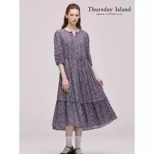 [써스데이아일랜드][Thursday Island] 레이스 배색 플라워 패턴 원피스(T242MOP143W)