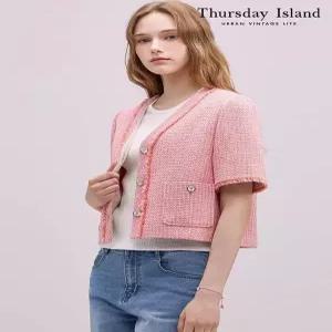 [써스데이아일랜드][Thursday Island] 트위드 브이넥 크롭 자켓(T244MJK234W)