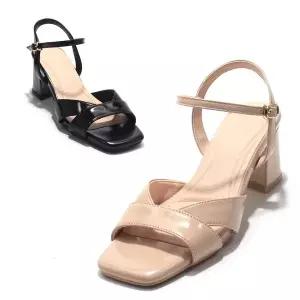 갤러리아 세라 여성 소가죽 스퀘어 스트랩 샌들힐 C24S511 컬러 2종 6CM