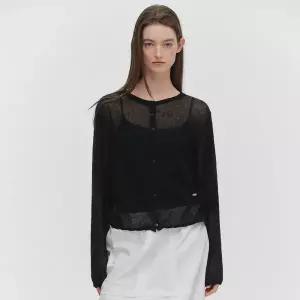 마리끌레르 시스루 헤어리 프릴 가디건 MAGAKC01MBK