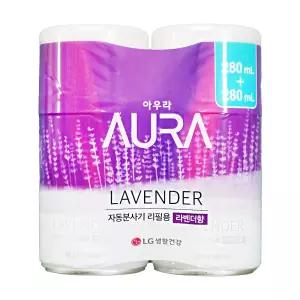 엘지 아우라 자동분사 방향제 리필 캔 라벤더향 280ml 2입 1개 탈취