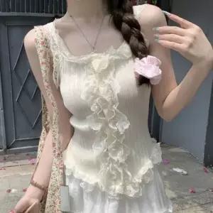 오너클랜 스포츠브라 나시 레이스 프릴 버튼 여성 언더웨어 스포츠브라 크롭티 여성티셔츠