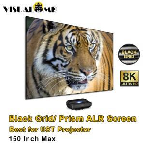 핫150인치 ALR 주변광 차단 UST T 프리즘 블랙 그리드 프로젝션 스크린 울트라 숏 쓰로우 레이저 TV 4K용