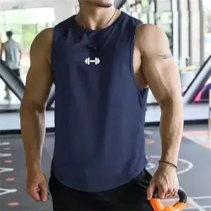 여름 신상 트렌디한 디자인 프린트 민소매 티셔츠 남성용 피트니스 트레이닝 농구 조끼 루즈핏 속건 탑